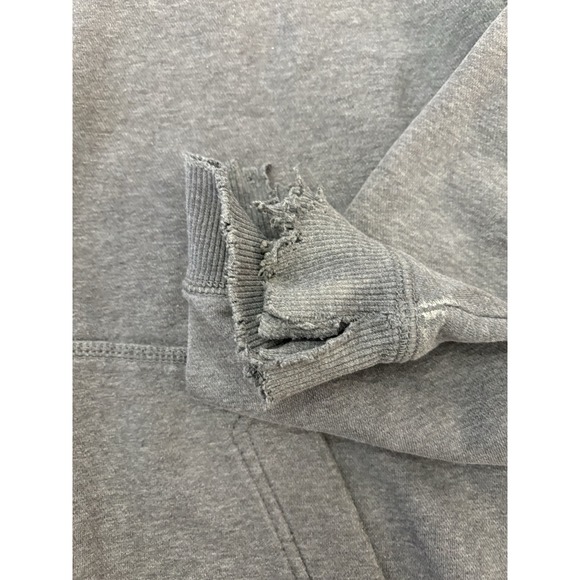 Vintage Y2K Nike Men's XL Grey Swoosh Thrashed Distressed Hoodie Sweatshirt - Picture 7 of 9